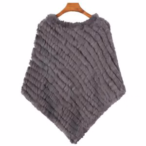 Poncho-Femme-Fourrure-Rayee-Mode-Elegante