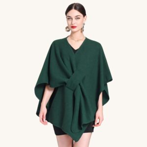 Poncho-Chale-Croise-Vert-elegance-douceur