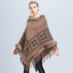 Poncho-avec-Fourrure-chaleur-hivernale
