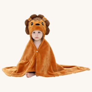 Poncho-de-Bain-Lion-doux-et-confortable